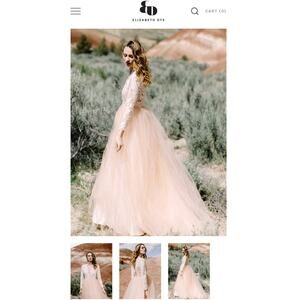 Dye Elizabeth Paloma Gown Blush Pink Lace Tulle Ball Gown Wedding Dress Size 4